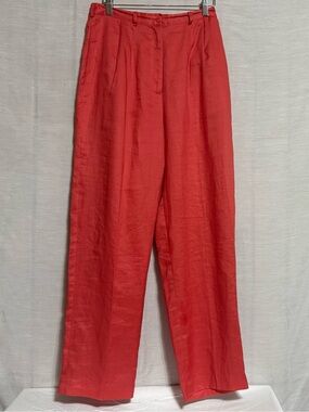 Ann Gerlin 100% Linen Wide Leg Pants Coral Size 8